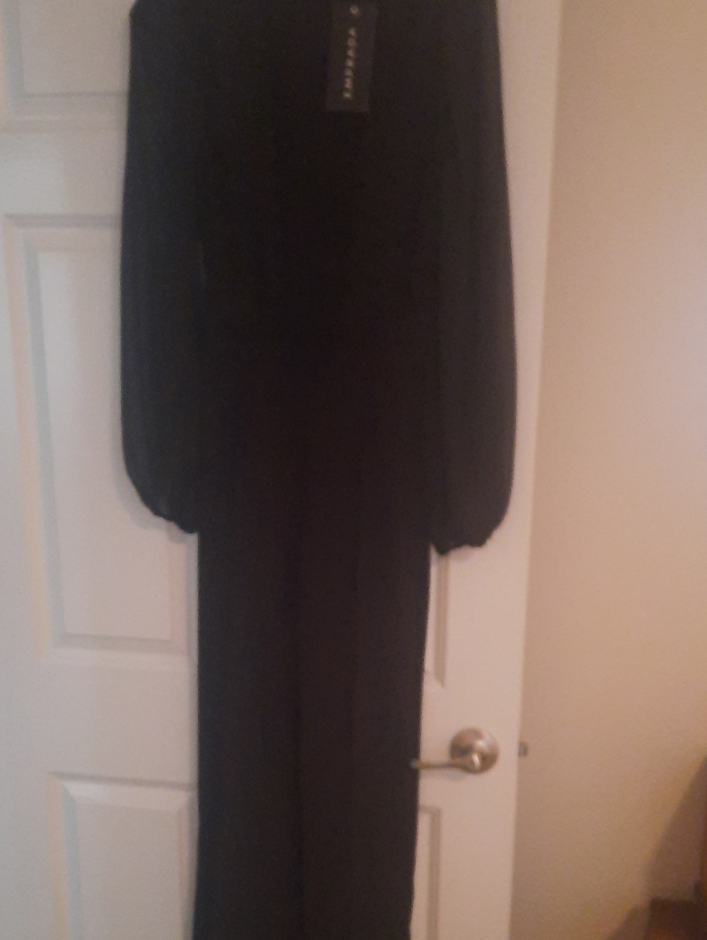 Black Long-Sleeve Jumpsuit with Balloon Sleeves